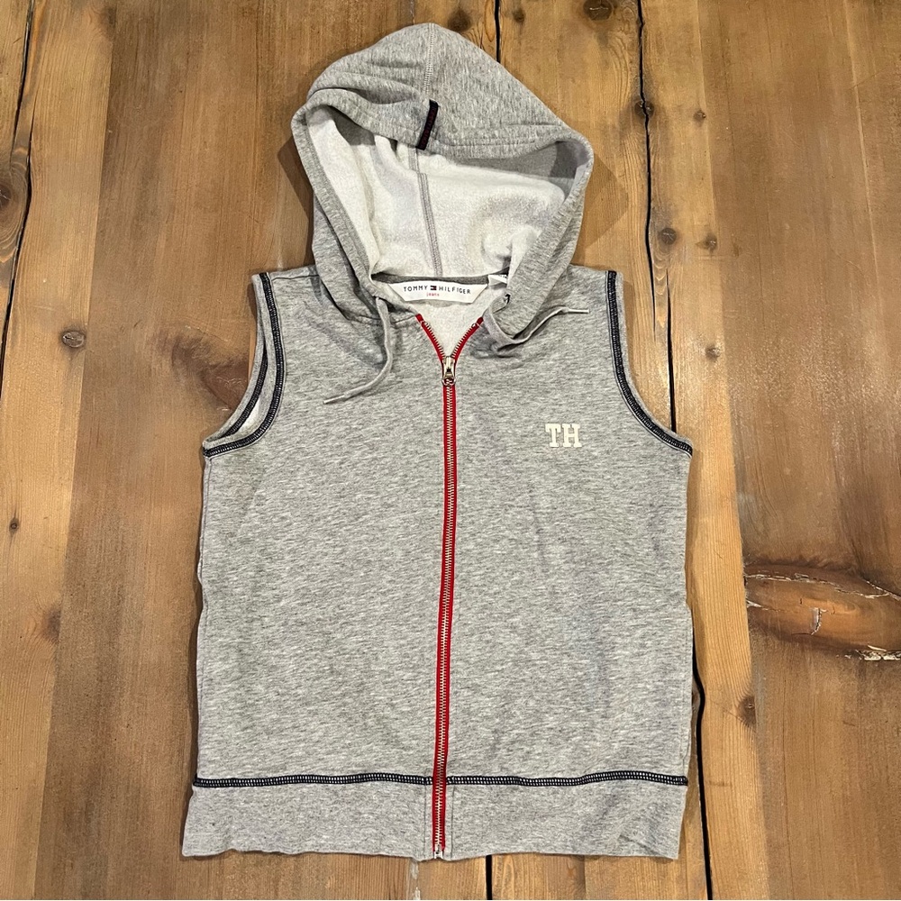 Tommy Hilfiger Gray Sleeveless Hoodie Vest